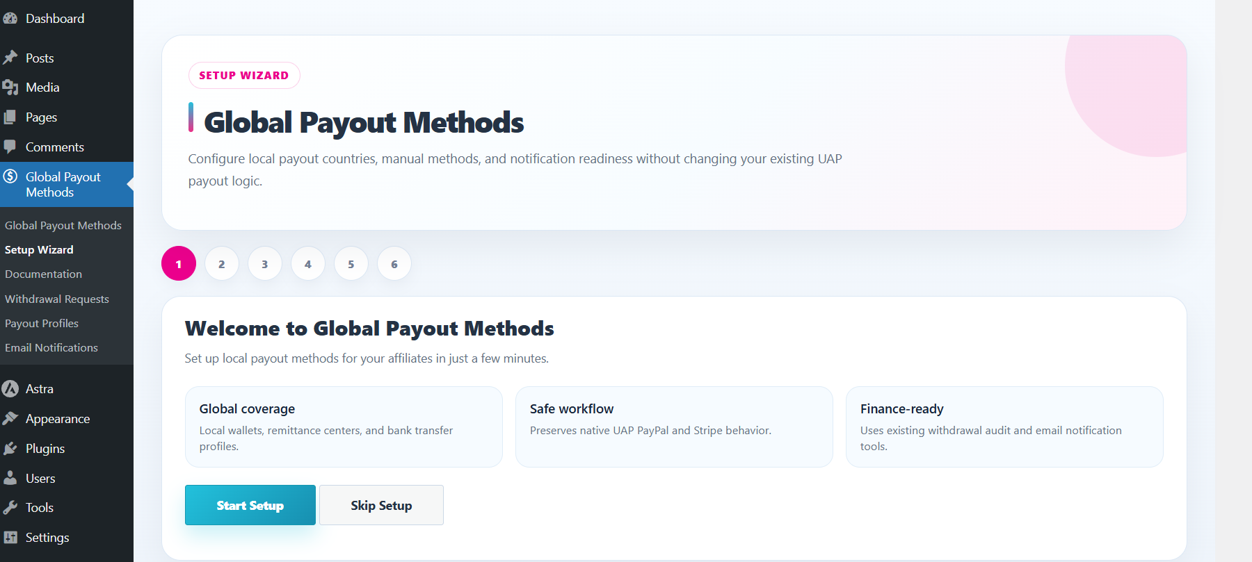 Setup wizard welcome screen